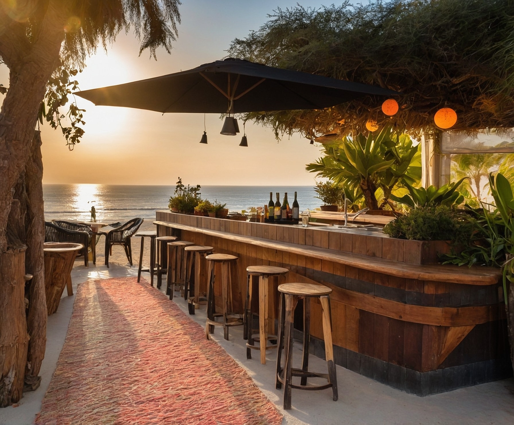 Cocteles artesanales en terraza junto al mar